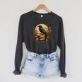 Book Lover Ideas Raven Reading Book Occult Crow Raglan Sleeve Sweatshirt Dark Grey Heather