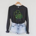 Book Lover St Patrick Day Librarian Teacher St Paddys Raglan Sleeve Sweatshirt Dark Grey Heather