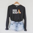 Book Nerd Book Lover Raglan Sleeve Sweatshirt Dark Grey Heather