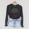 My Book Preference Has Me On The Naughty List For Christmas Raglan Sleeve Sweatshirt Dark Grey Heather My Book Preference Has Me On The Naughty List For Christmas Raglan Sleeve Sweatshirt Dark Grey Heather