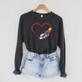 Book Reading Books Heart Raglan Sleeve Sweatshirt Dark Grey Heather