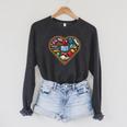 Book Reading Bookworm Reader Literature Heart Raglan Sleeve Sweatshirt Dark Grey Heather