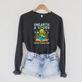 Book Sea Turtle Summer Reading 2026 Unearth a Story Raglan Sleeve Sweatshirt Dark Grey Heather