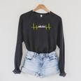 Book Shelf Heartbeat Raglan Sleeve Sweatshirt Dark Grey Heather