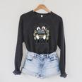 All Booked For Easter Bunny And Books Lovers Teacher For Men Women Raglan Sleeve Sweatshirt Dark Grey Heather