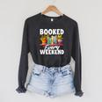 Booked Every Weekend Pun Book Lover Book Nerd Reading Premium Tri-Blend Raglan Sleeve Sweatshirt Dark Grey Heather