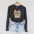 Booked For The Summer Cute Book Reading Women Girls Raglan Sleeve Sweatshirt Dark Grey Heather