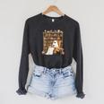 Bookish Ghost Haunted Library Cat Bookworm Book Lover Raglan Sleeve Sweatshirt Dark Grey Heather