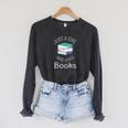 Bookish Women Bookworm Librarian Just a Girl Who Loves Books Raglan Sleeve Sweatshirt Dark Grey Heather