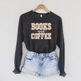 Books & Coffee Floral Raglan Sleeve Sweatshirt Dark Grey Heather