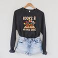 Books & My Milk Snake Owner Milk Snake Lover Milk Snakes Raglan Sleeve Sweatshirt Dark Grey Heather