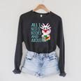 Books And Axolotl Kawaii Animal Axolotls Lover Owner Graphic Raglan Sleeve Sweatshirt Dark Grey Heather