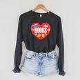 Books Book Reader Bookworm Teacher Valentine's Day Raglan Sleeve Sweatshirt Dark Grey Heather
