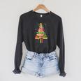 Books Christmas Tree Xmas Librarian Book Lovers Pajama Raglan Sleeve Sweatshirt Dark Grey Heather