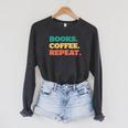 Books Coffee Repeat Raglan Sleeve Sweatshirt Dark Grey Heather
