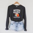 Books Make Me Happy Humans Make My Head Hurt Raglan Sleeve Sweatshirt Dark Grey Heather