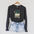 Books Are My Therapy Cozy Book Lover Reading & Coffee Raglan Sleeve Sweatshirt Dark Grey Heather