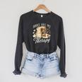 Books Are My Therapy Floral Book Lover Reading Bookworm Nerd Raglan Sleeve Sweatshirt Dark Grey Heather