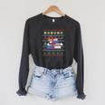 Books Reading Ugly Christmas Book Lover Raglan Sleeve Sweatshirt Dark Grey Heather