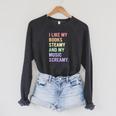 I Like My Books Steamy And My-Music Screamy Quote Raglan Sleeve Sweatshirt Dark Grey Heather I Like My Books Steamy And My-Music Screamy Quote Raglan Sleeve Sweatshirt Dark Grey Heather
