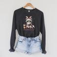 Booktrovert Raccoon Reading Book Iced Coffee Lover Raglan Sleeve Sweatshirt Dark Grey Heather