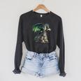 Bookworm Dragon Reading Books Dragon & Books Lover Raglan Sleeve Sweatshirt Dark Grey Heather