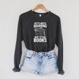 Bookworm Outfit Book Lover It's Not Hoarding If It's Books Raglan Sleeve Sweatshirt Dark Grey Heather