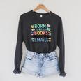 Born To Read Books Forced To Read Emails Book Lover Raglan Sleeve Sweatshirt Dark Grey Heather