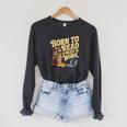 Born To Read Forced To Work Book Fair Vibes Book Lover Raglan Sleeve Sweatshirt Dark Grey Heather