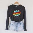 Boys Samuel Comic Book Superhero Name Raglan Sleeve Sweatshirt Dark Grey Heather