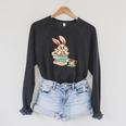 Bunny With Books And Coffee Reading Booknerd Bookish Easter Raglan Sleeve Sweatshirt Dark Grey Heather Bunny With Books And Coffee Reading Booknerd Bookish Easter Raglan Sleeve Sweatshirt Dark Grey Heather