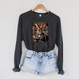 Bunny Reading Book Rabbit Bow Tie Happy Easter Boys Girl Kid Raglan Sleeve Sweatshirt Dark Grey Heather