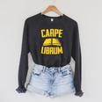 Carpe Librum Latin Language Lover Book Reading LIterary Raglan Sleeve Sweatshirt Dark Grey Heather Carpe Librum Latin Language Lover Book Reading LIterary Raglan Sleeve Sweatshirt Dark Grey Heather