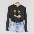 Cat On Book Flowers Cute Kitten Kitty Women Girls Kids Raglan Sleeve Sweatshirt Dark Grey Heather Cat On Book Flowers Cute Kitten Kitty Women Girls Kids Raglan Sleeve Sweatshirt Dark Grey Heather