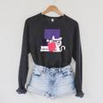 Cat Book Reading Raglan Sleeve Sweatshirt Dark Grey Heather