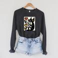 Cat Reading Book Folk Art Cozy Illustration Raglan Sleeve Sweatshirt Dark Grey Heather Cat Reading Book Folk Art Cozy Illustration Raglan Sleeve Sweatshirt Dark Grey Heather