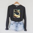 Cat Teacher Student School Last Day Books First 100th Day Raglan Sleeve Sweatshirt Dark Grey Heather