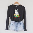 Cats And Books Lover Persian Cat For Men Women Kids Raglan Sleeve Sweatshirt Dark Grey Heather