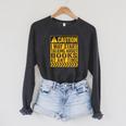 Caution I May Start Talking About Books Raglan Sleeve Sweatshirt Dark Grey Heather