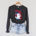 Childless Cat Ladies Vote Kamala Harris Cute Comic Book Cat Raglan Baseball Tee Raglan Sleeve Sweatshirt Dark Grey Heather