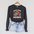 Christmas Teacher Shirt Read More Books Women Raglan Sleeve Sweatshirt Dark Grey Heather