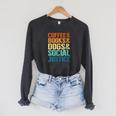 Coffee Books Dogs Social Justice Tee Raglan Sleeve Sweatshirt Dark Grey Heather