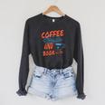 Coffee And Books I Love Them Both Vintage Retro Book Lover Raglan Sleeve Sweatshirt Dark Grey Heather