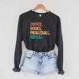 Coffee Books Pickleball Reading Lovers Bookworm Raglan Sleeve Sweatshirt Dark Grey Heather
