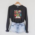 Color Our World Book Reading Program 2026 Summer Reading Raglan Sleeve Sweatshirt Dark Grey Heather