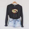 Comic Book Swear Bubble Pop Art Explosion Humor Raglan Sleeve Sweatshirt Dark Grey Heather Comic Book Swear Bubble Pop Art Explosion Humor Raglan Sleeve Sweatshirt Dark Grey Heather