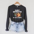 Cool Book Reader For Men Women Book Lover Bookworm Cat Book Raglan Sleeve Sweatshirt Dark Grey Heather