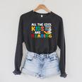 All The-Cool Kids Are Reading Teacher Book Lover Librarian Raglan Sleeve Sweatshirt Dark Grey Heather