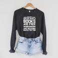 Cool Reading Art For Men Women Book Lover Reader Nerd Books Raglan Sleeve Sweatshirt Dark Grey Heather