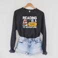 Cool Reading For Men Women Read Books Library Book Lovers Raglan Sleeve Sweatshirt Dark Grey Heather